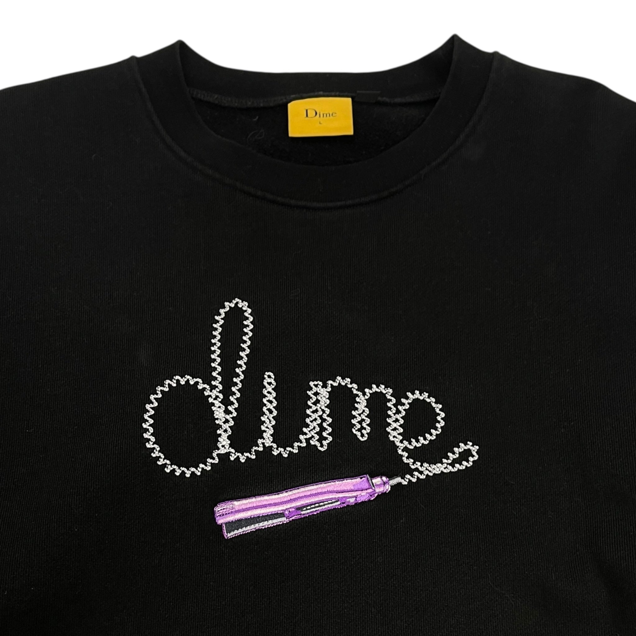 Dime Iron Center Spellout Crewneck Sweatshirt Black
