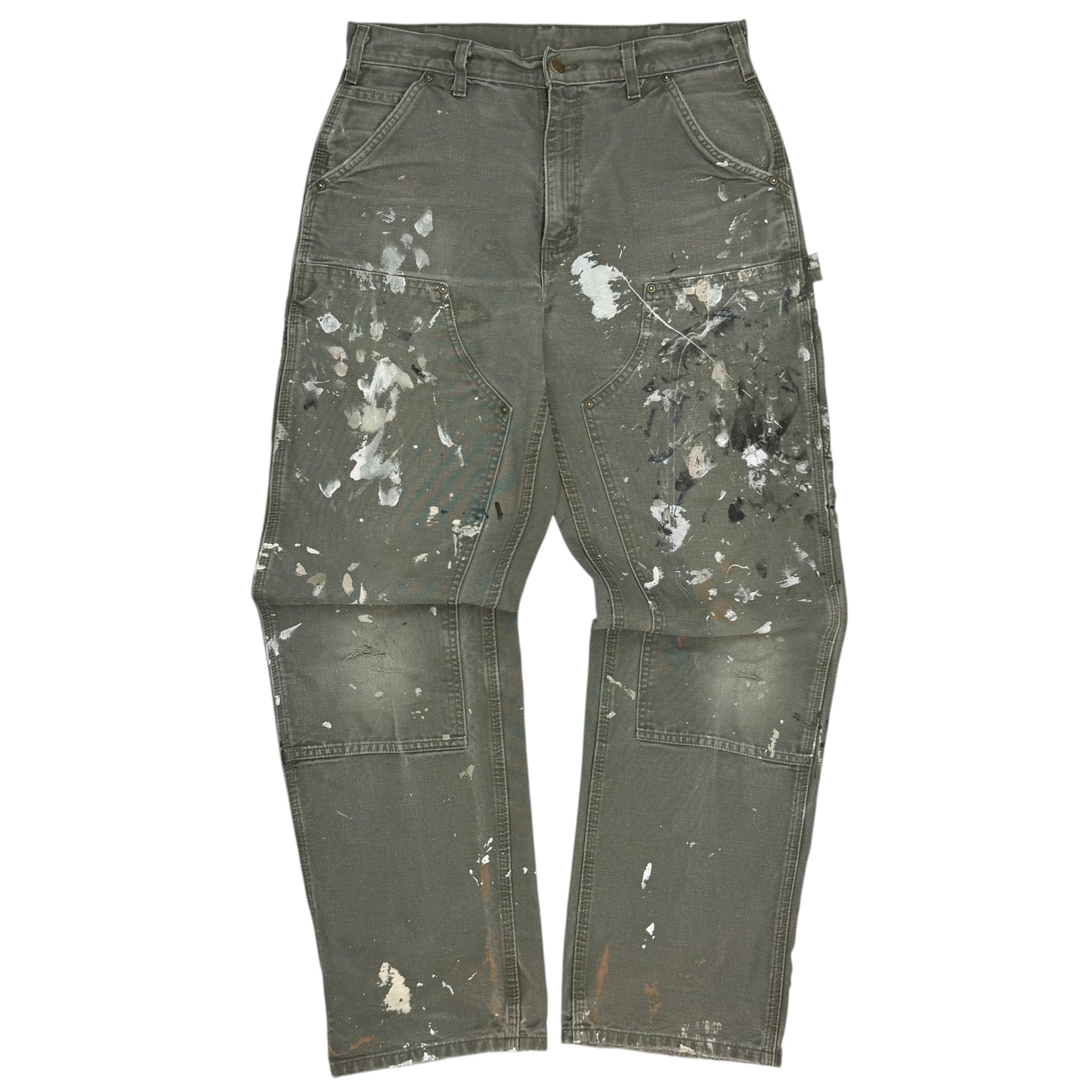 Vintage Carhartt Double Knee Paint Splatter Pants Green