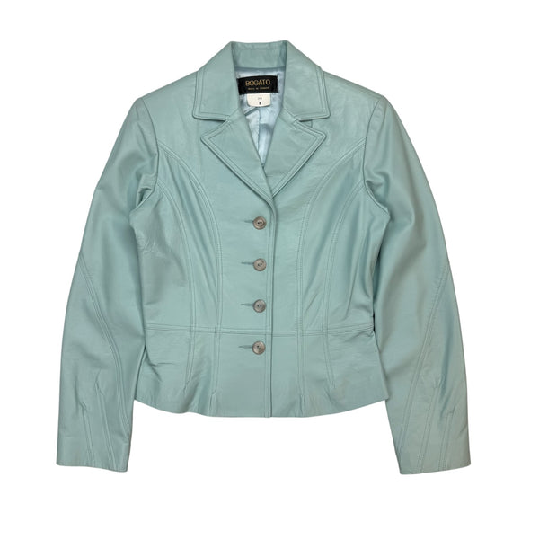 (W) Vintage Bogato Leather Button Up Jacket Mint