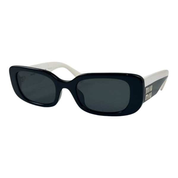 (W) Miu Miu SMU08Y Rectangular Contrast Sunglasses Black/White