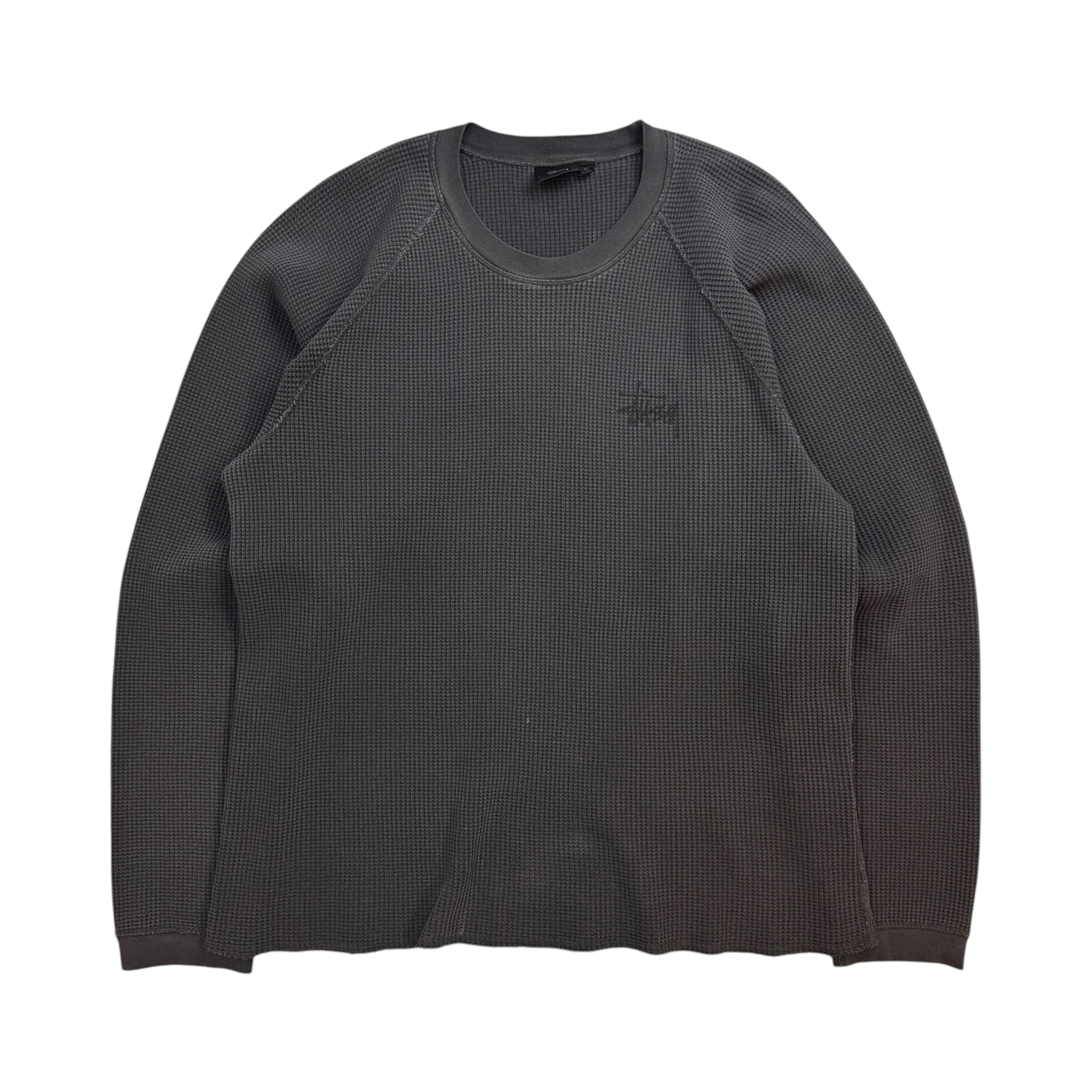 Stussy Raglan Thermal L/S Crewneck Washed Black