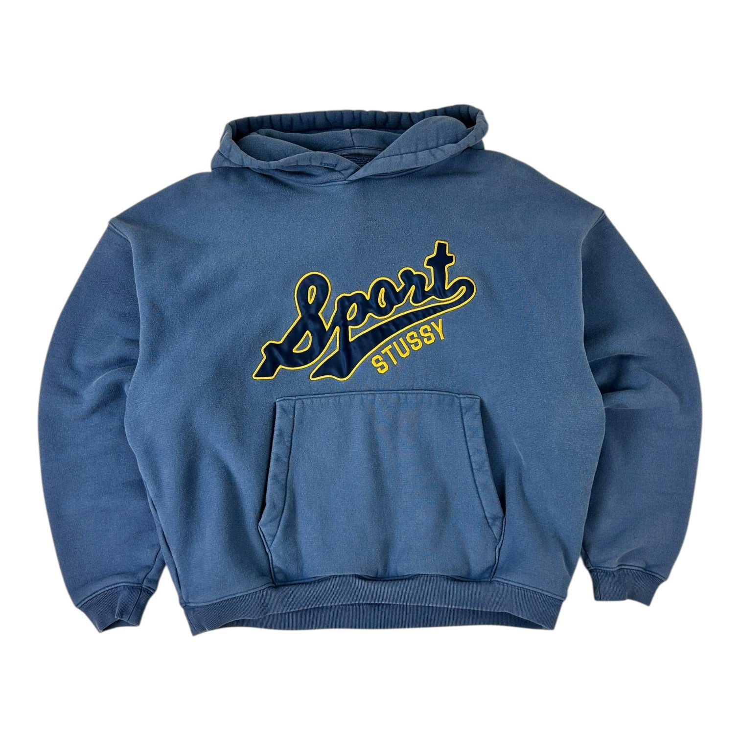 Stussy Satin Patch Oversized Hoodie Blue