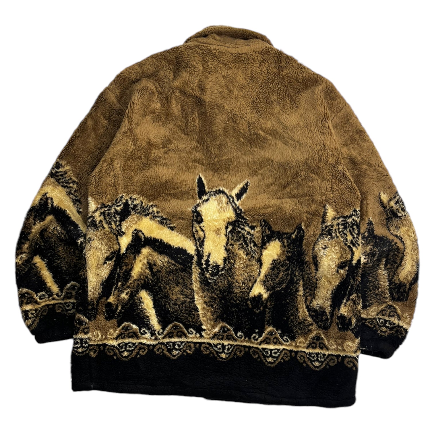 Vintage Wild Horses Nature Fleece Brown