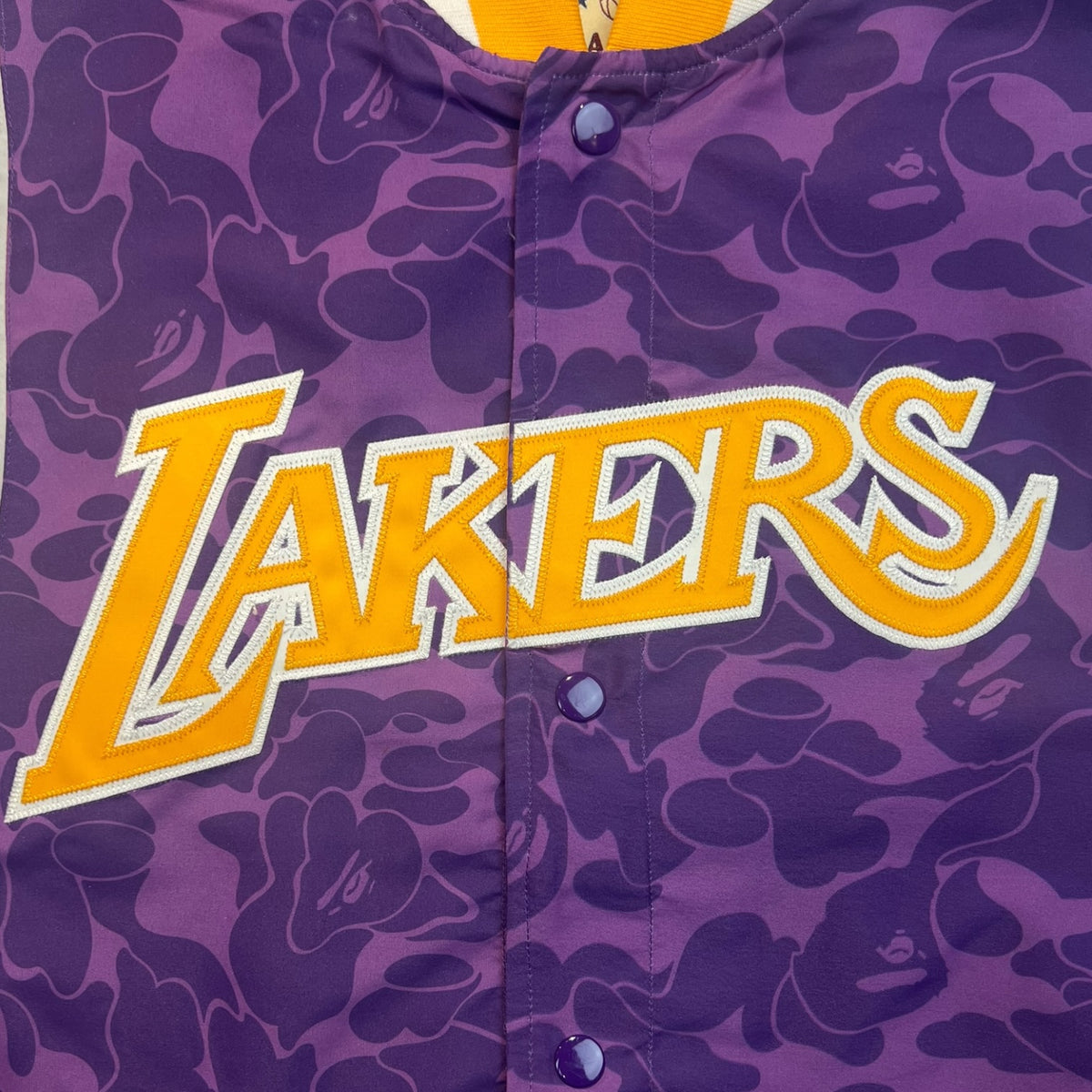 Bape x Mitchell & Ness Los Angeles Lakers Warm Up Jacket Purple