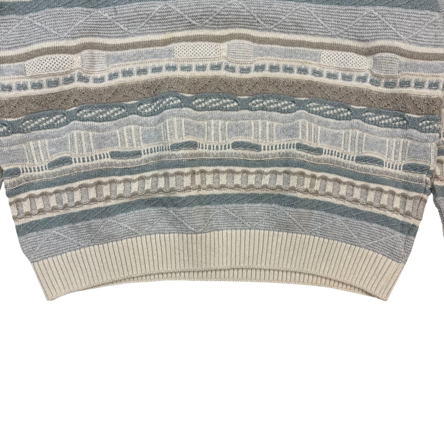 Vintage Tom Hanson Coogi Style Knit Sweater Light Blue/ Beige