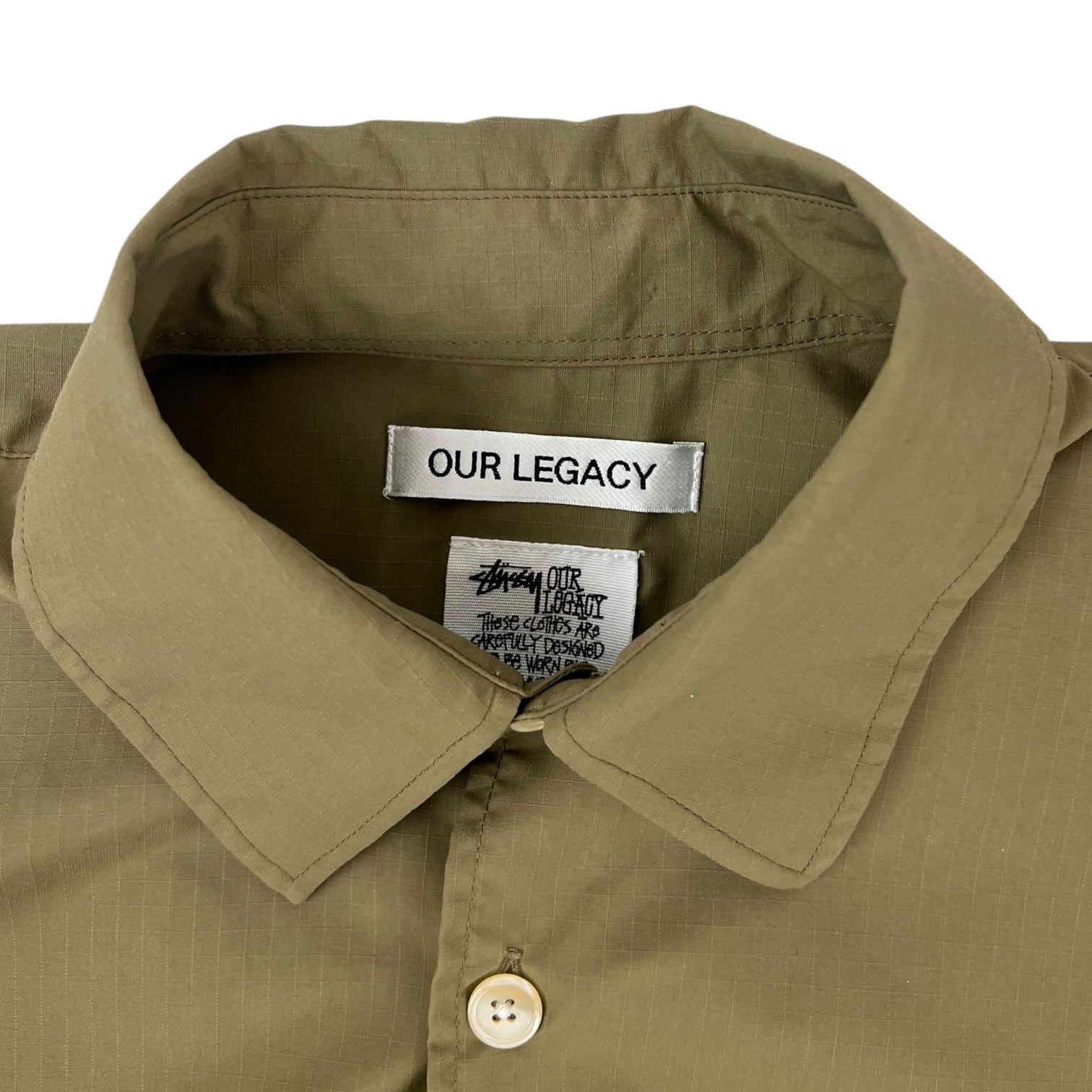 Stüssy x Our Legacy Work Shop Borrowed Shirt Olive Nylon Ripstop