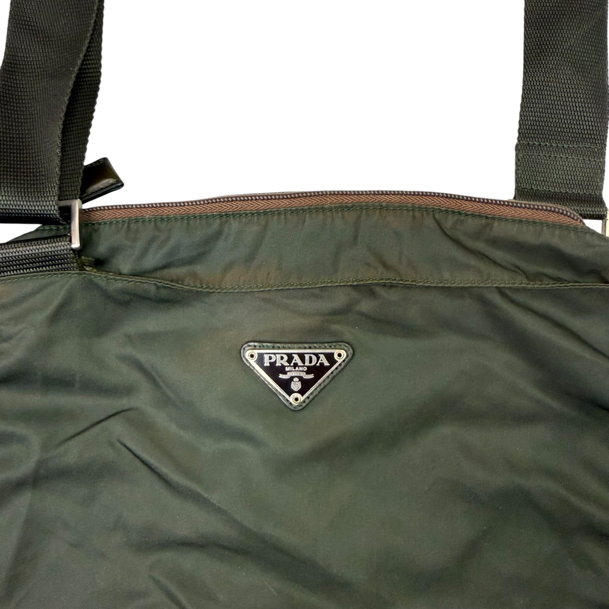 (W) Prada Tessuto Nylon Crossbody Bag Dark Green