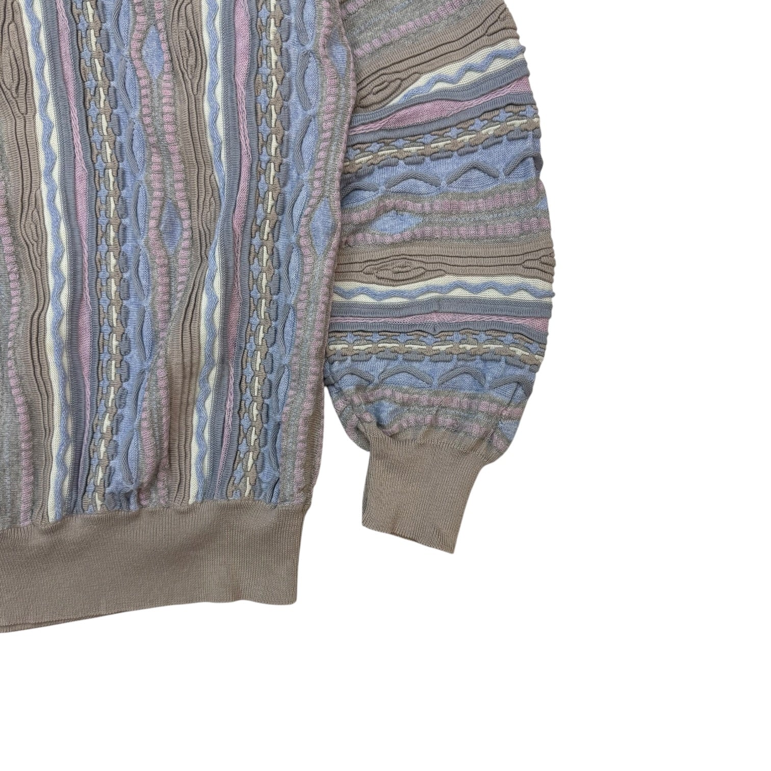 Vintage Brisson Brisson Cable Knit Sweater Blue/Brown/Pink