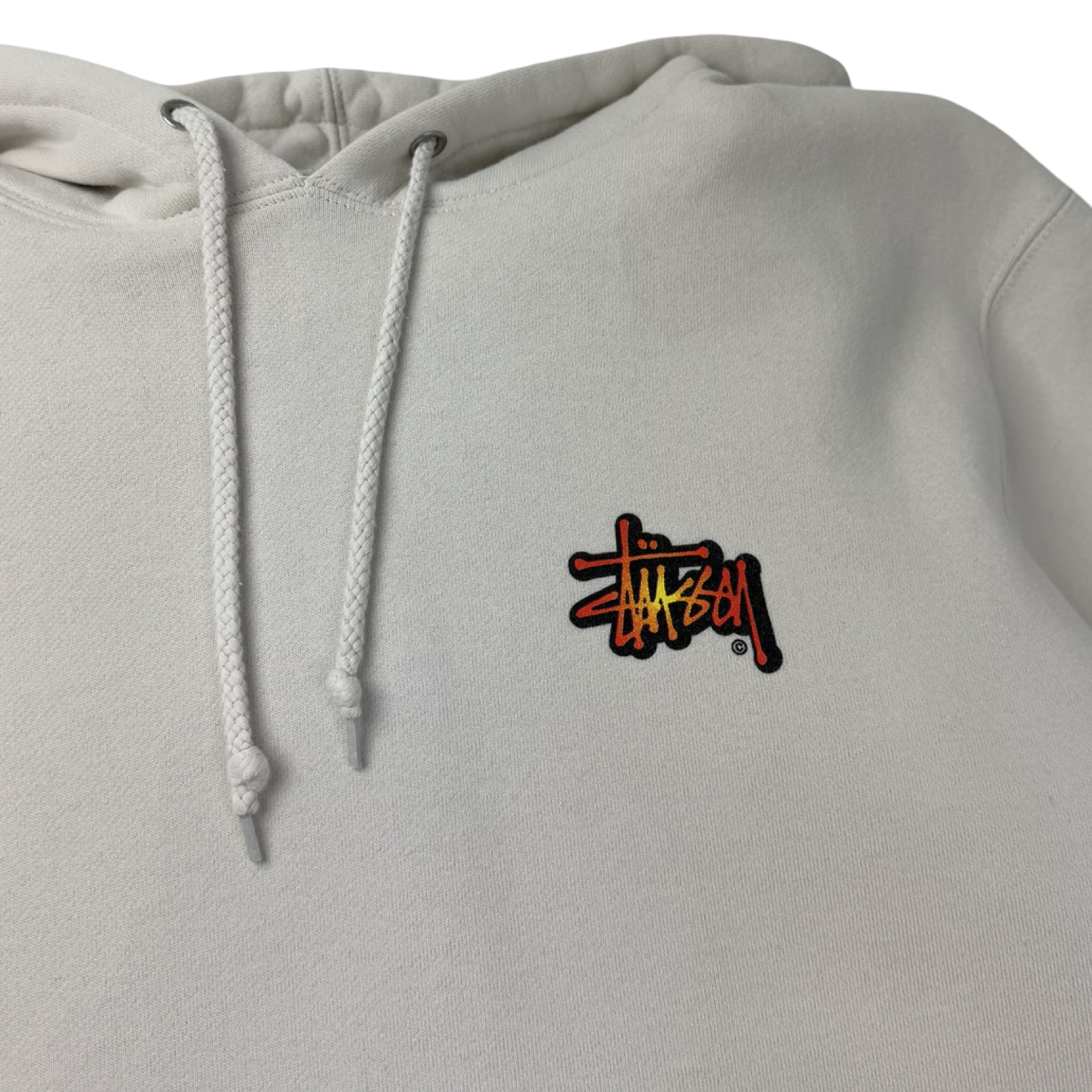 Stussy Flaming 8-Ball Hoodie Cream