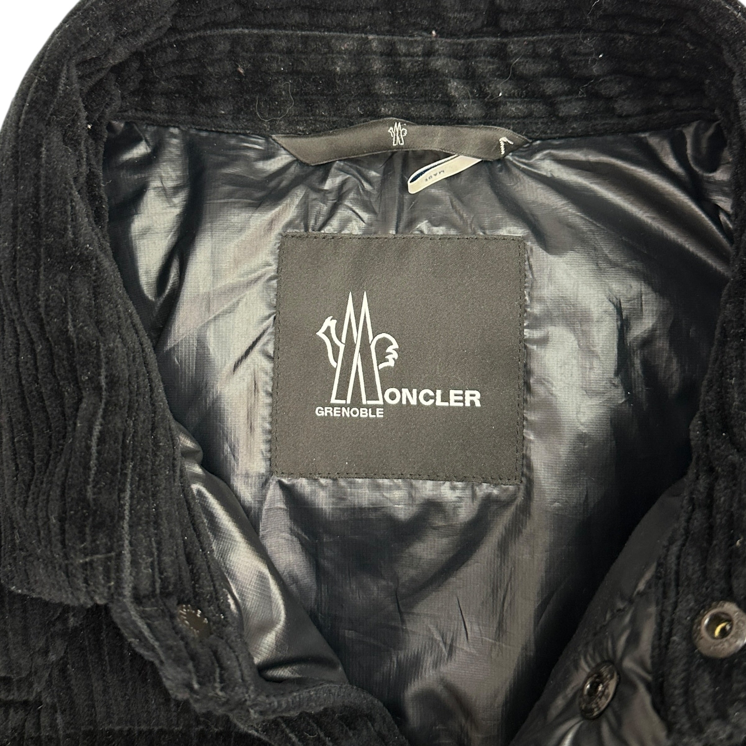 Moncler Grenoble Gelt Down Shirt Jacket Black Stretch Corduroy