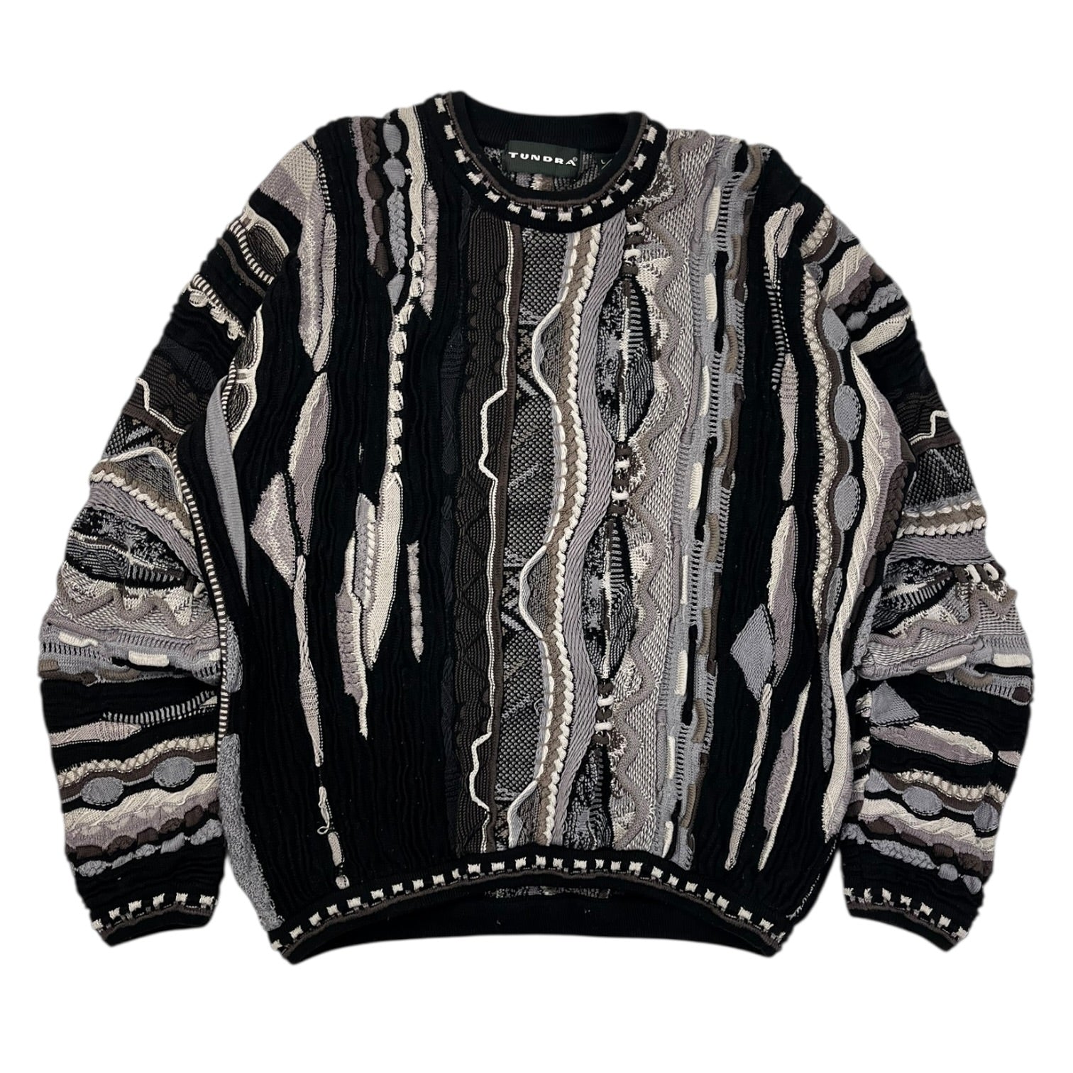 Vintage Tundra 3D Knit Sweater Black/Grey