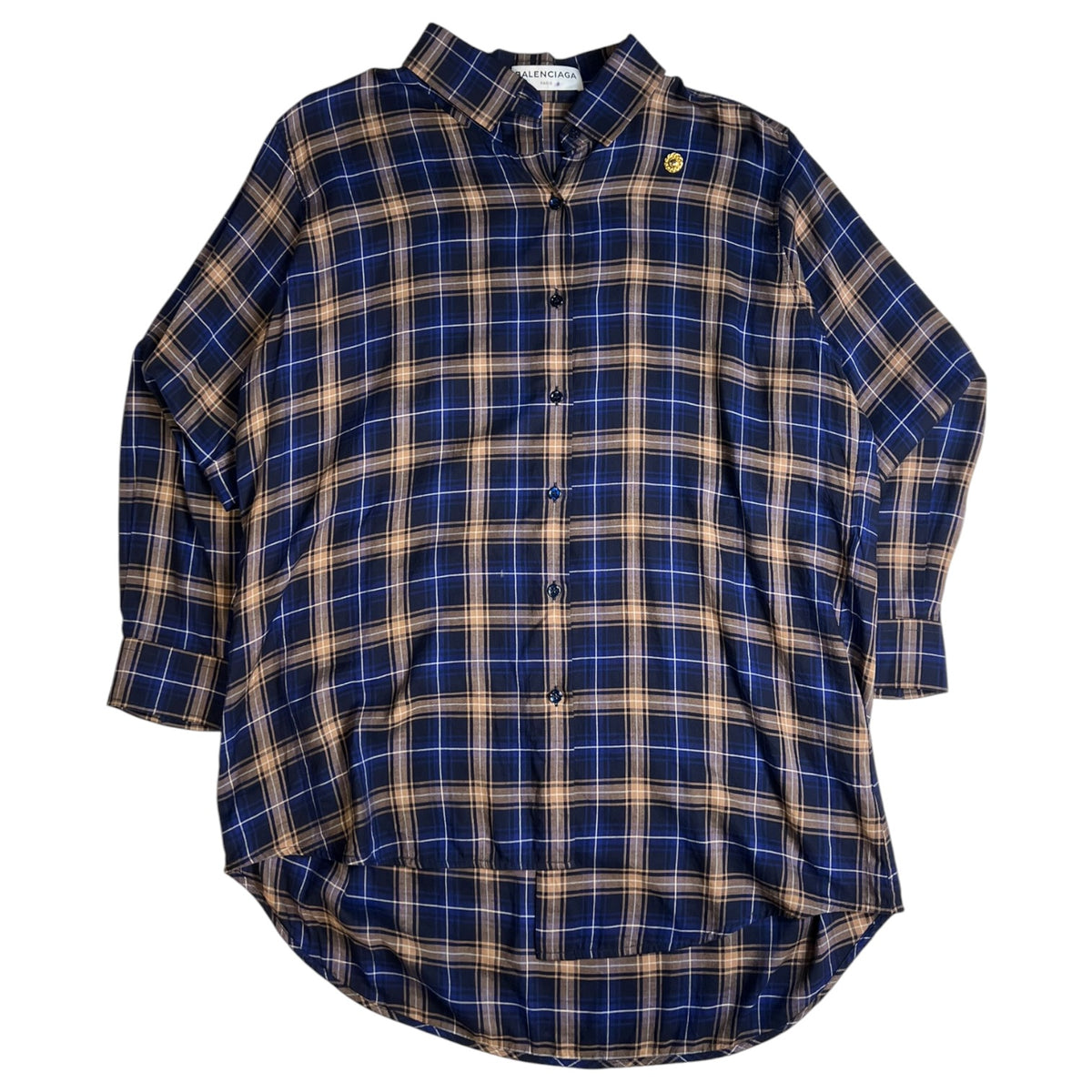 Balenciaga Asymmetrical Flannel Navy
