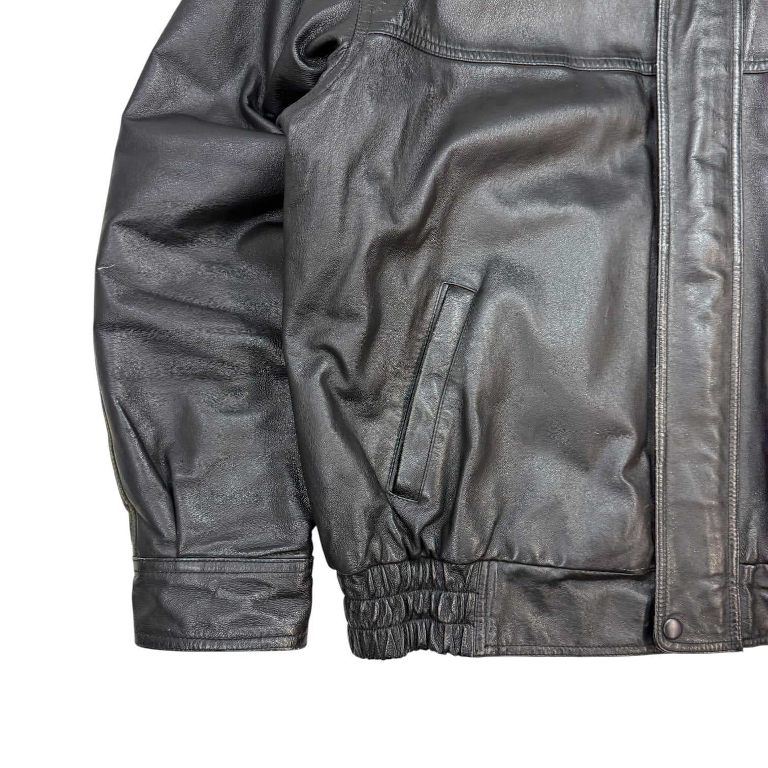 Vintage Leather Bomber Jacket Black