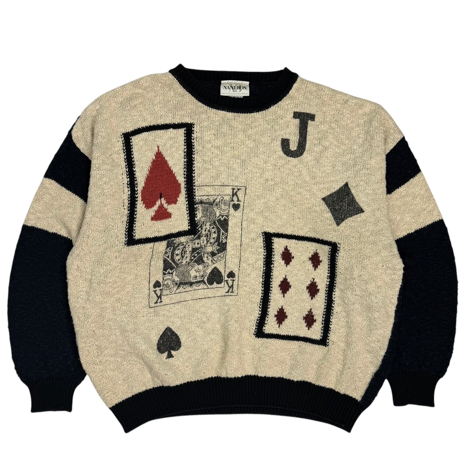 Vintage Nani Bon Playing Cards Knit Sweater Cream/Black