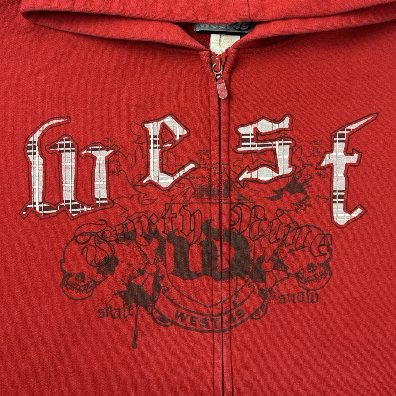 Vintage Y2K West49 Skate Zip Up Hoodie Red