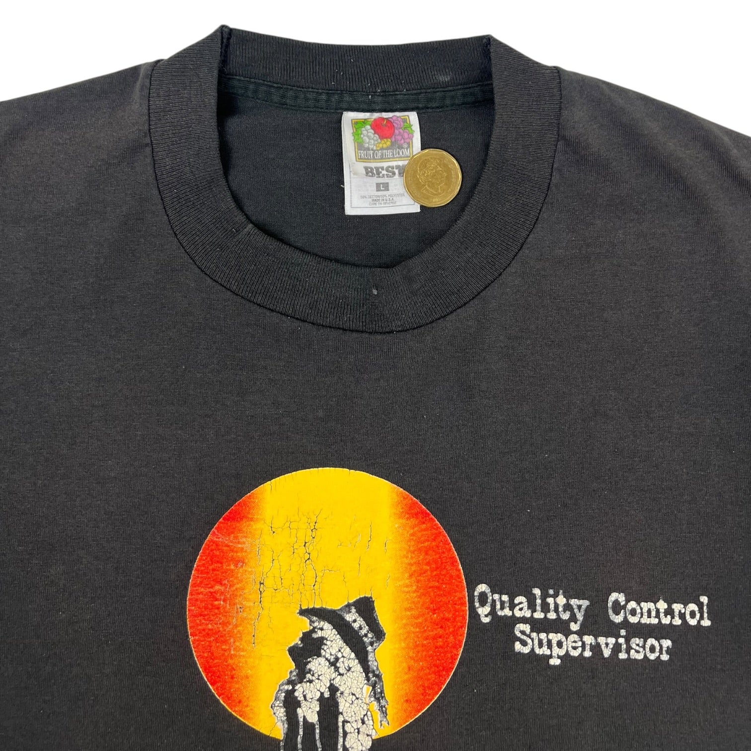 Vintage 1992 Mustang Ranch “Quality Control Supervisor” T-Shirt Black