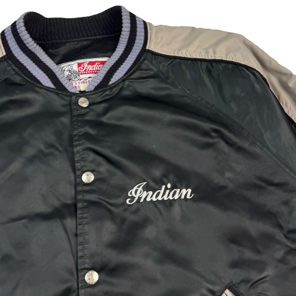 Vintage Indian Motorcycle Satin Jacket Black