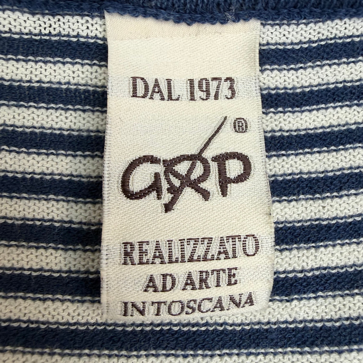 GRP Knitwear Striped Linen Polo Blue