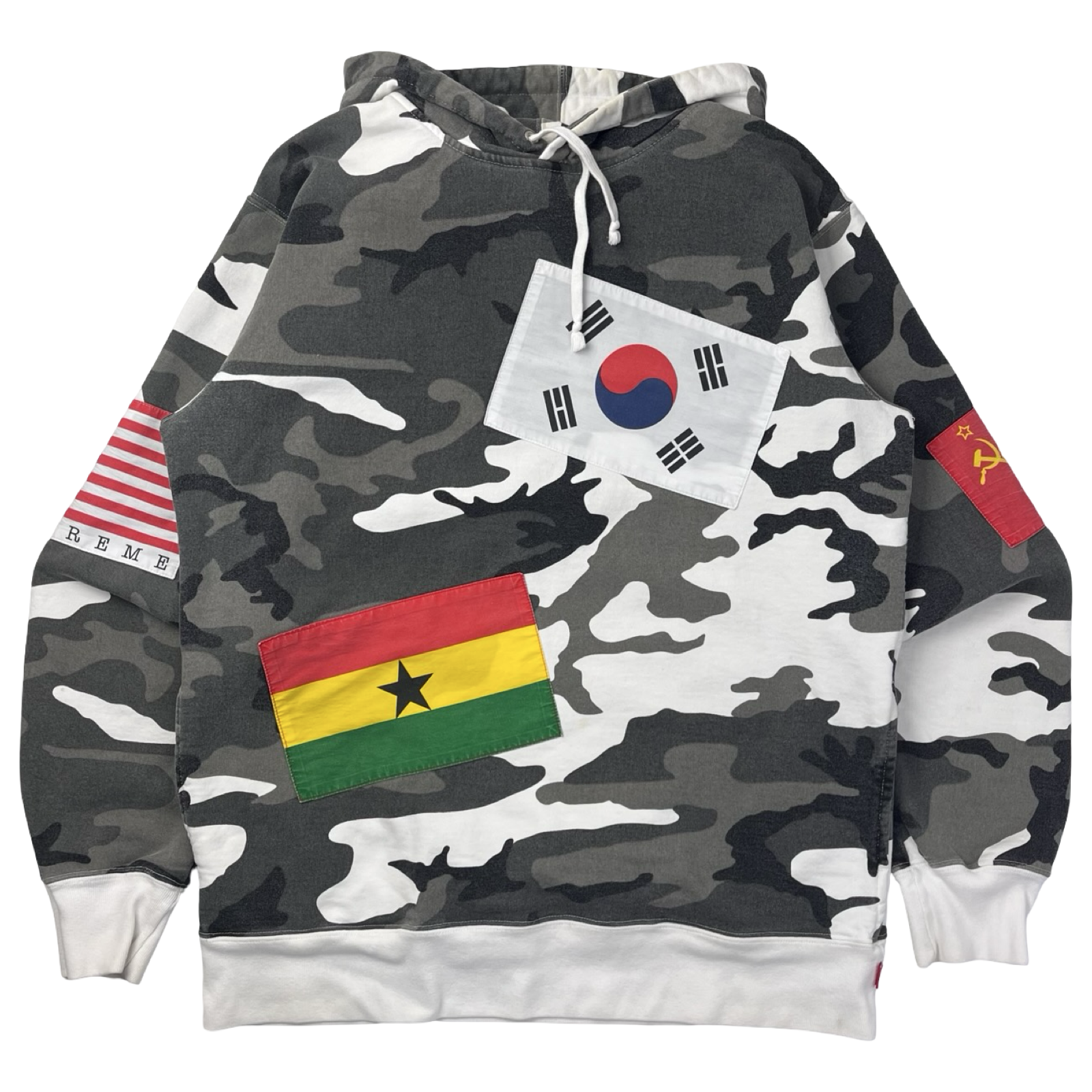 Supreme Flags Patch Snow Camo Pullover Hoodie