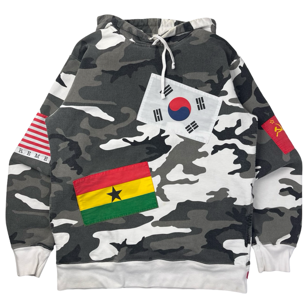 Supreme Flags Patch Snow Camo Pullover Hoodie