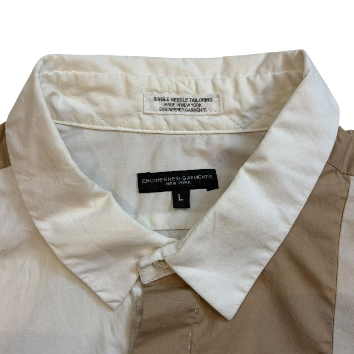 Engineered Garments Broadcloth Combo Button-Up Khaki/White