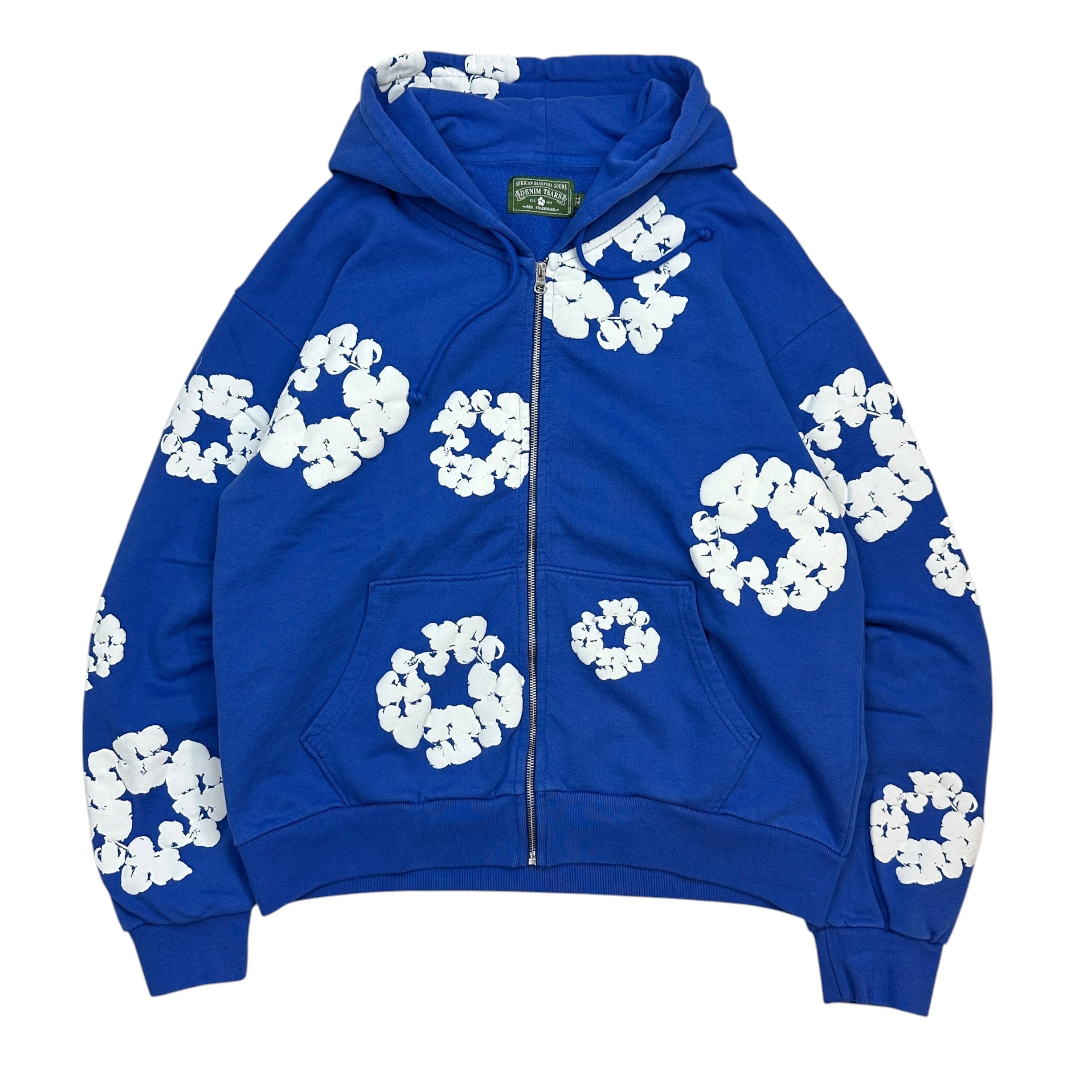 Denim Tears Cotton Wreath Zip Up Hoodie Blue
