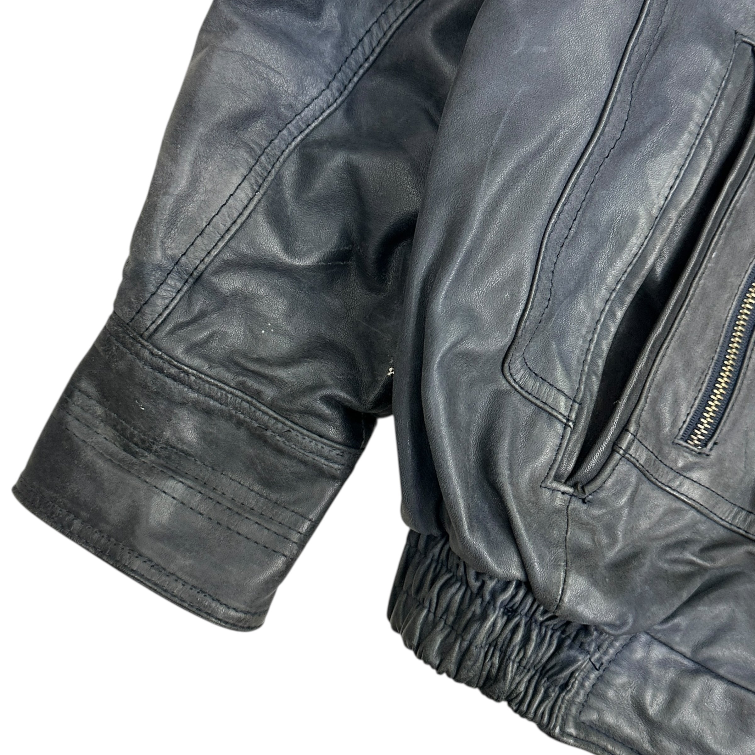 Vintage Adventure Bound Leather Bomber Wash Blue