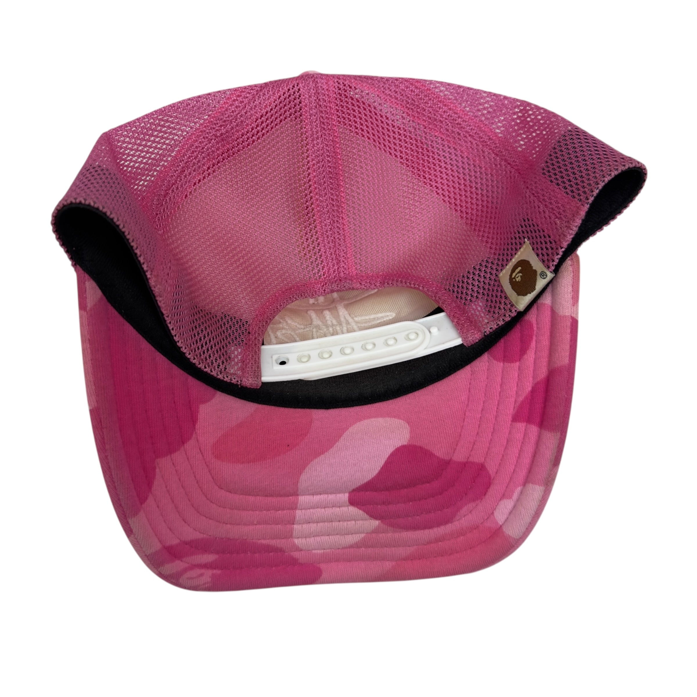 SS22 BAPE X Stussy Trucker Hat Pink