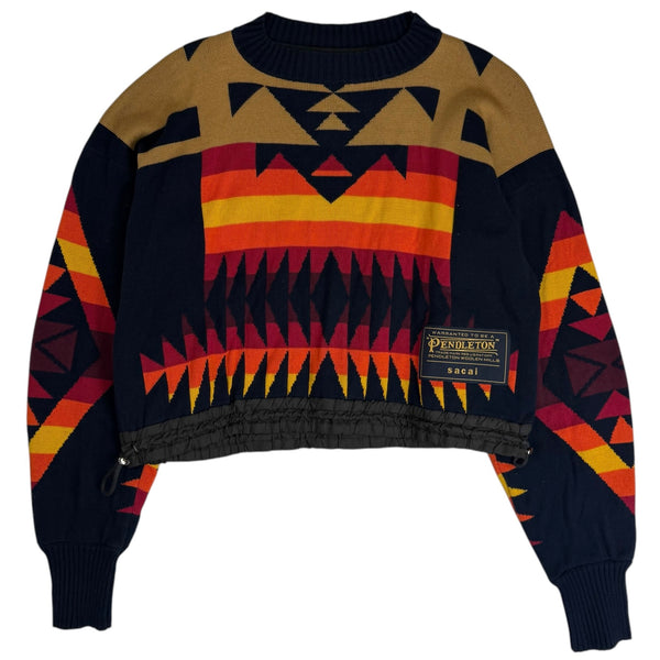 (W) SS19 Sacai X Pendleton Printed Cropped Sweater Orange