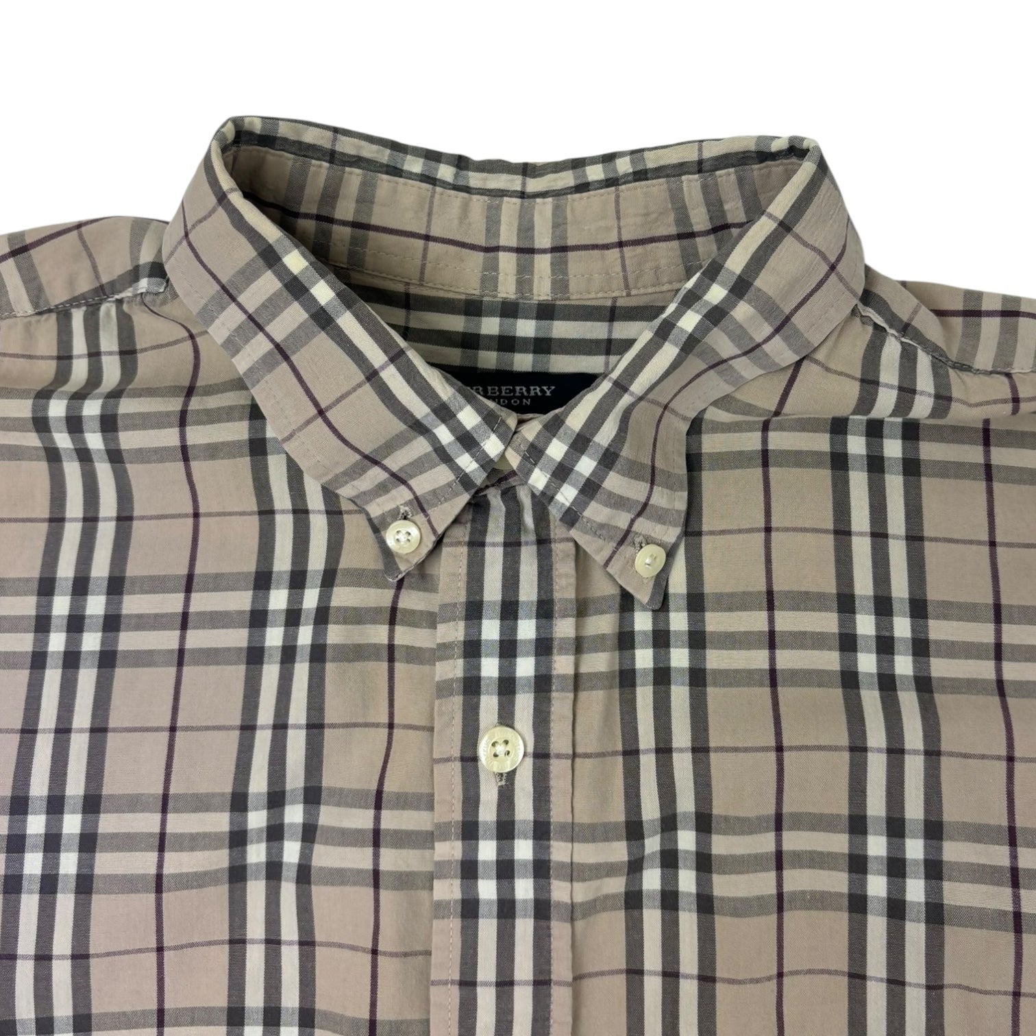 Burberry Nova Check Short Sleeve Button-Up Shirt Beige