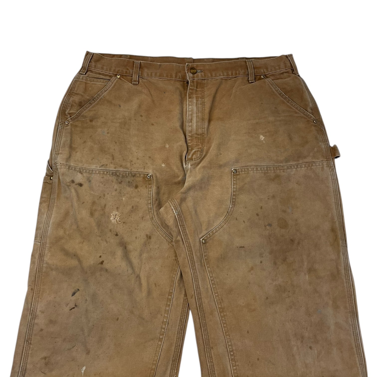 Carhartt Double Knee Work Pants Worn Faded Tan (38)