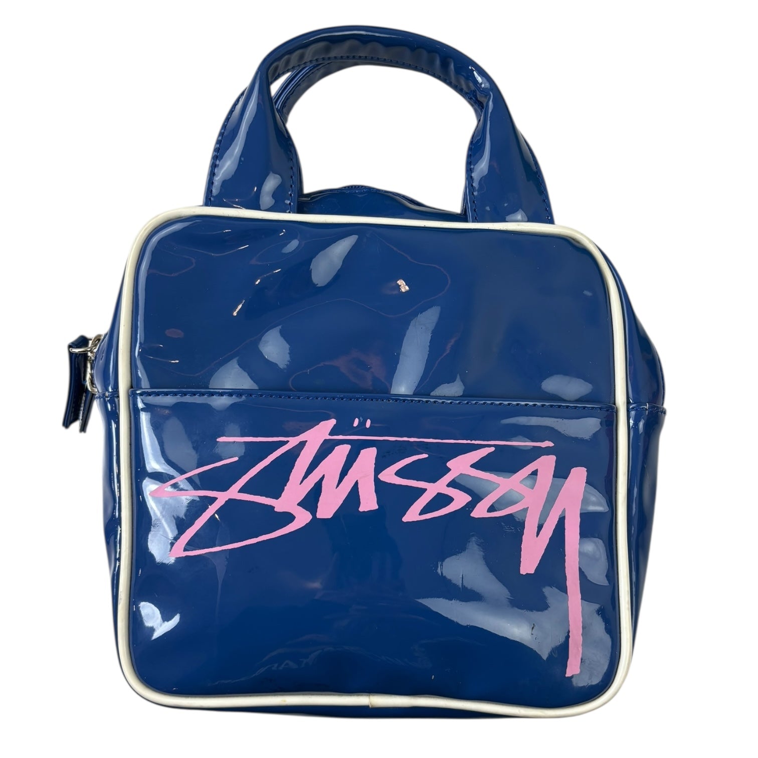 Stussy Mini Vinyl Stock Logo Handbag Blue
