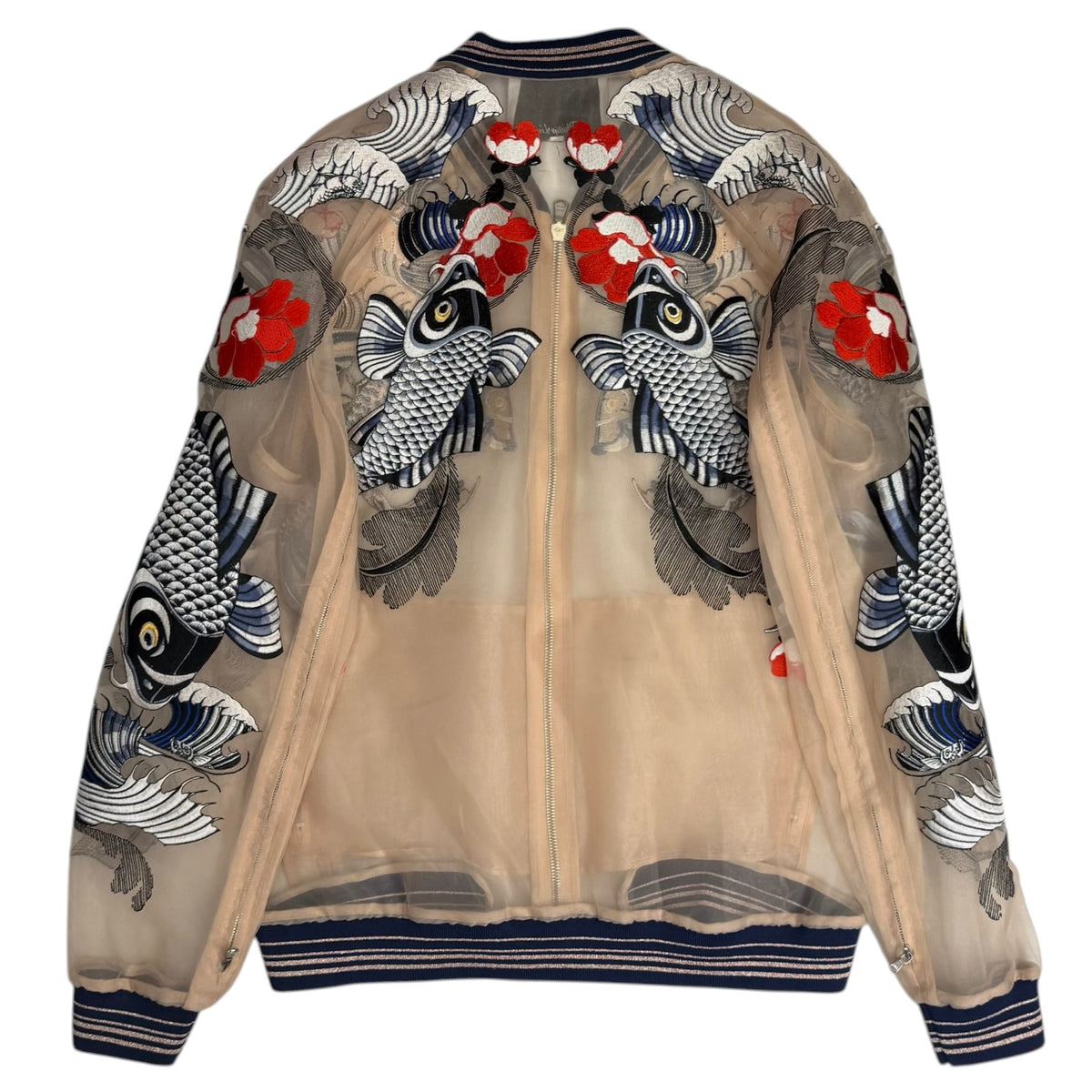 (W) 3.1 Phillip Lim Tattoo Embroidered Organza Bomber Jacket Salmon