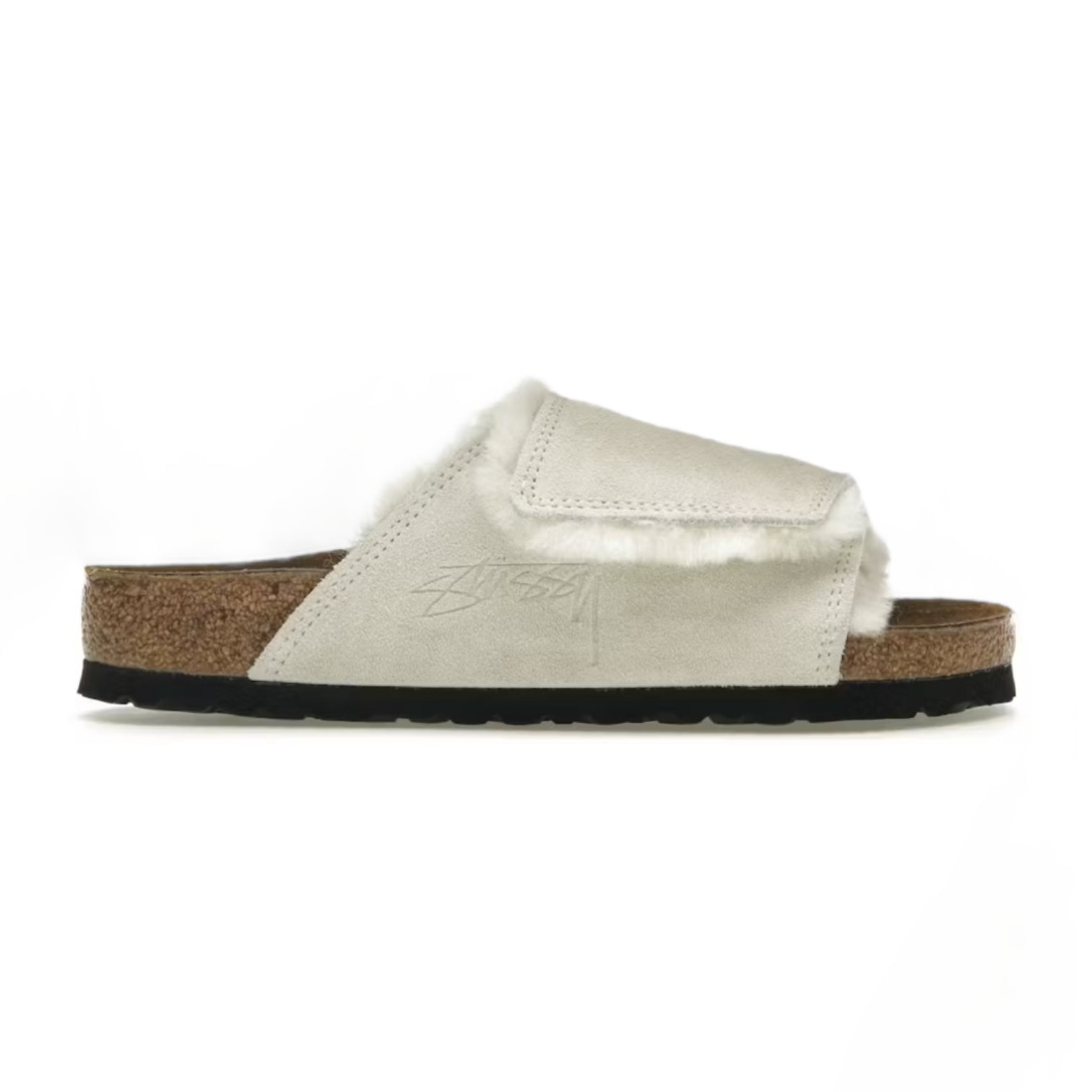 Birkenstock Solana Shearling Slide Stussy Bone