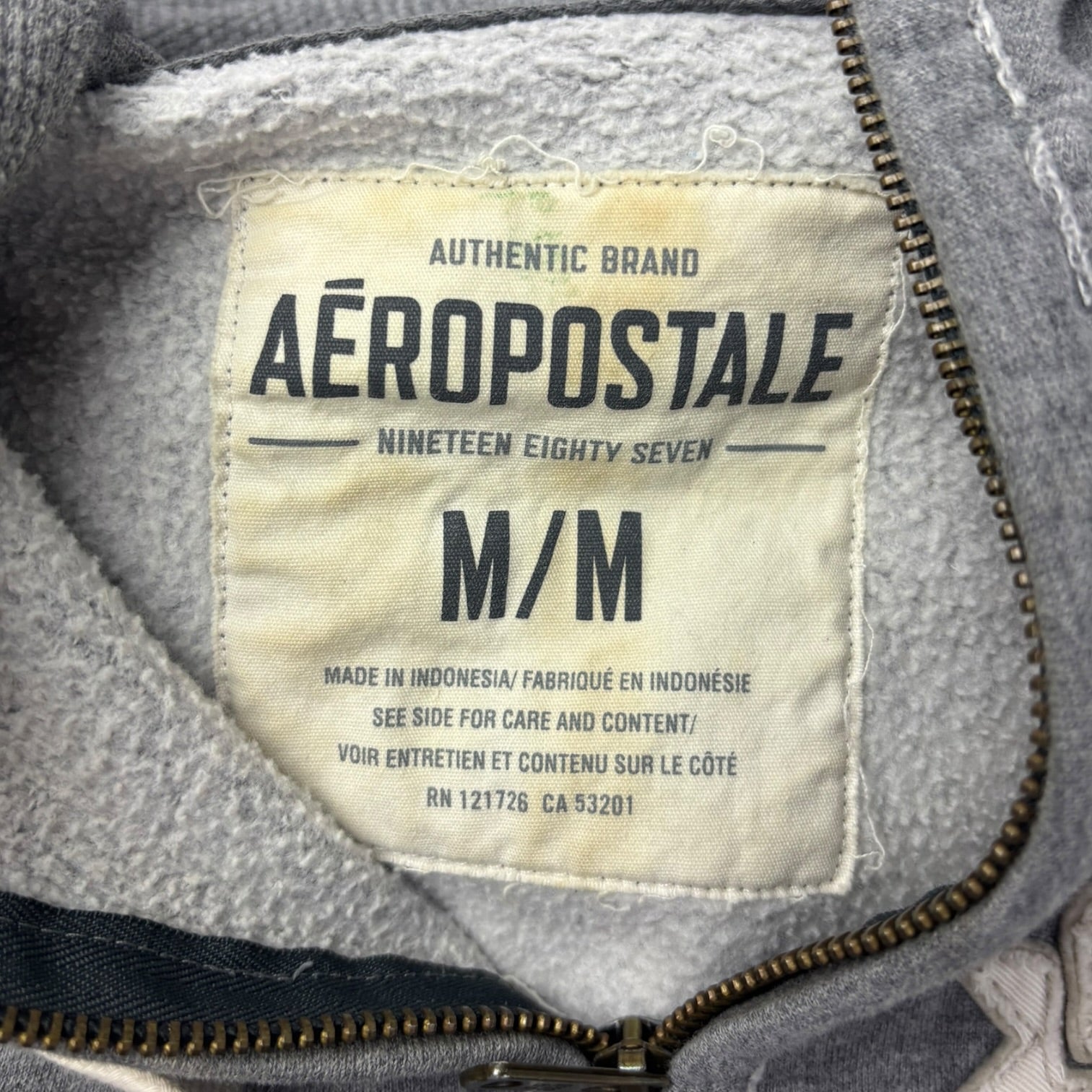 Y2K Aeropostale NY Empire League Full-Zip Hoodie Grey
