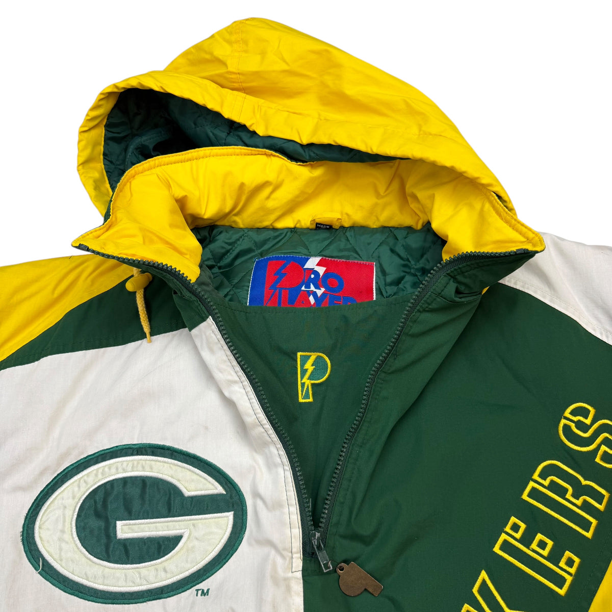 Vintage Greenbay Packers NFL Pro Player Quarter Zip Jacket Green/Yellow