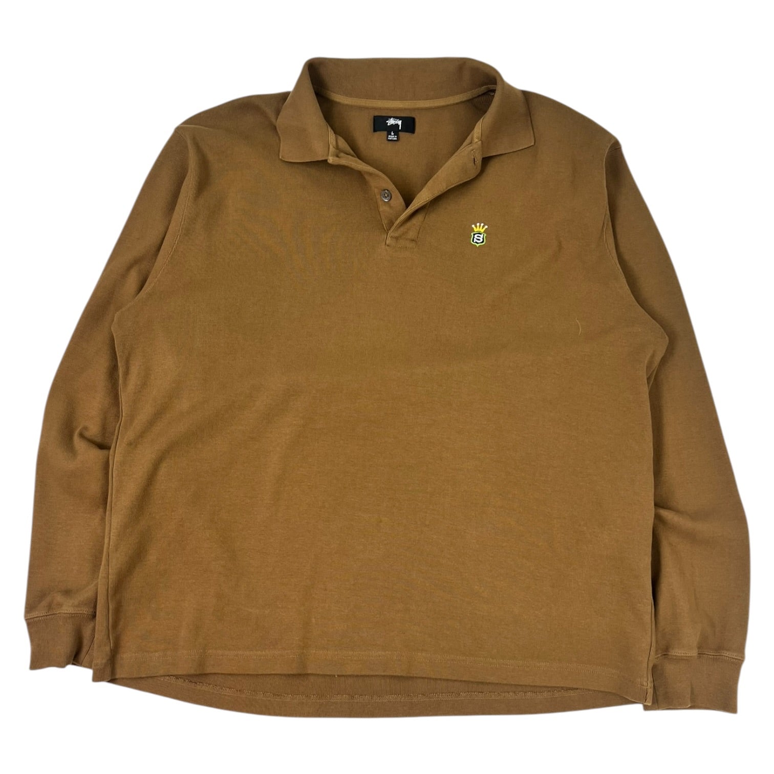 Stüssy Long-Sleeve Rib Polo Light Brown
