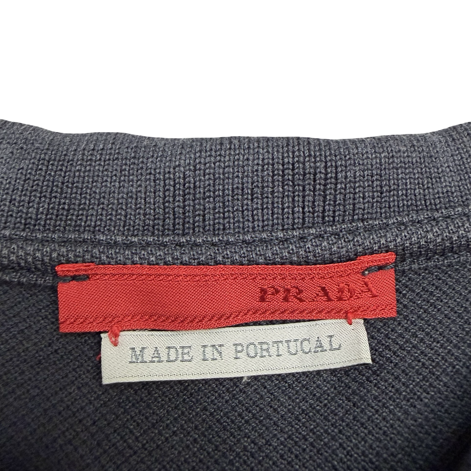 Vintage Prada Striped Polo Shirt Black