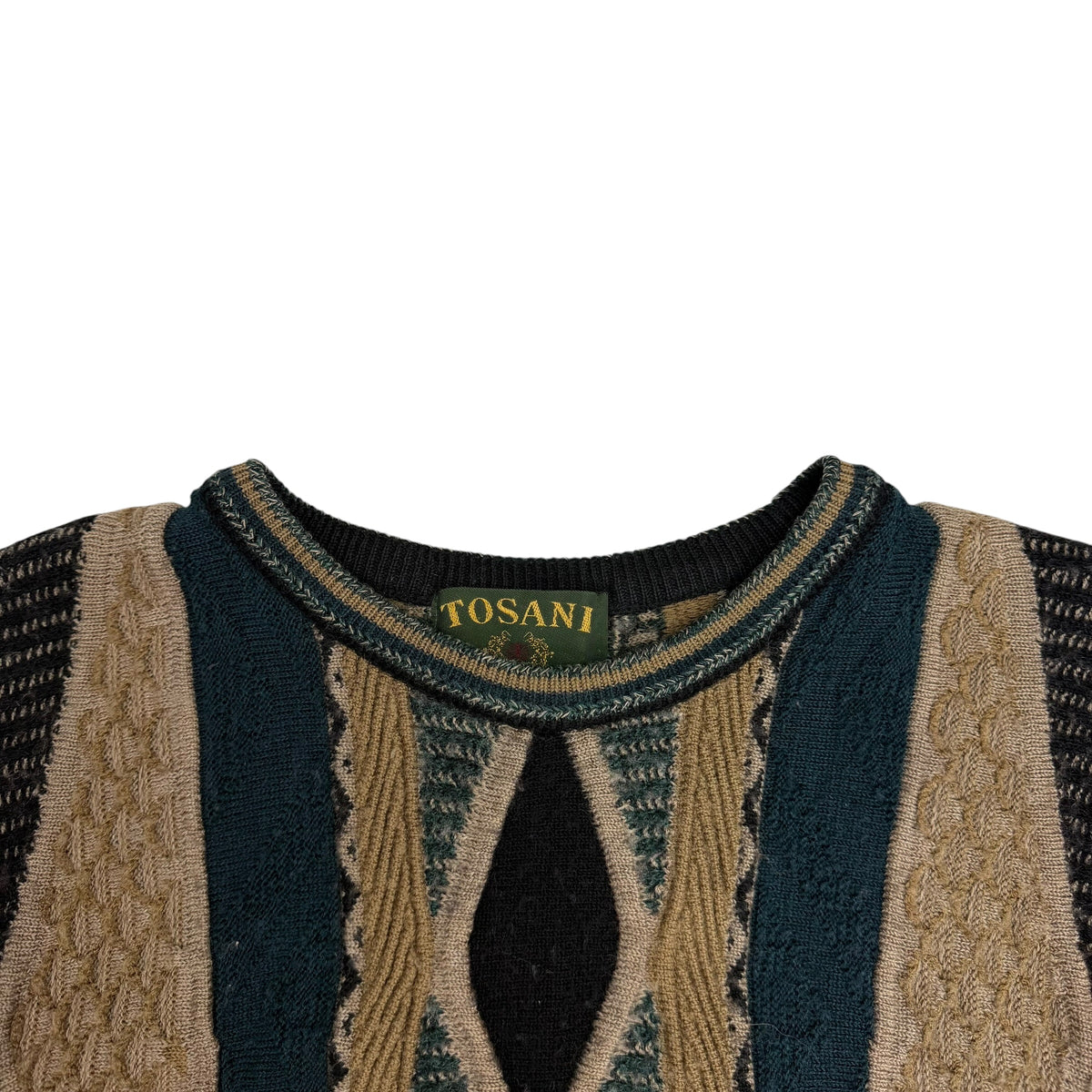 Vintage Tosani 3D Knit Sweater Tan/Green