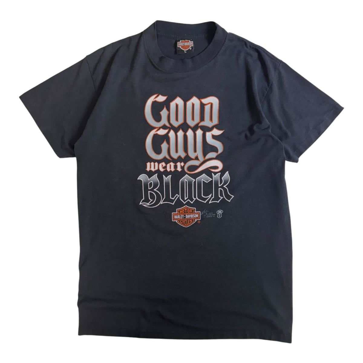 Harley Davidson Good Guys Wear Black 1986 3D Emblem T-Shirt