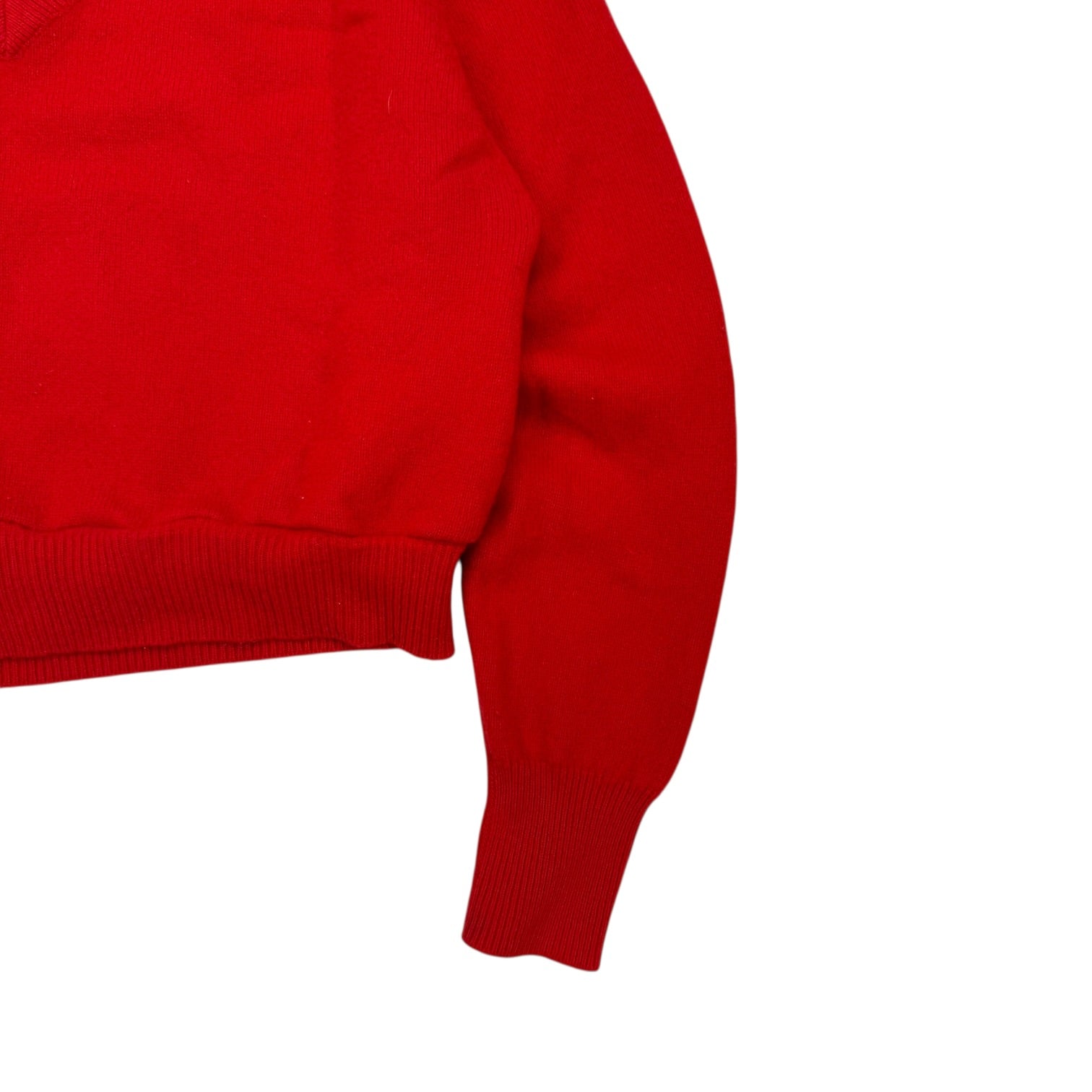 (W) Vintage V Neck Knit Sweater Red