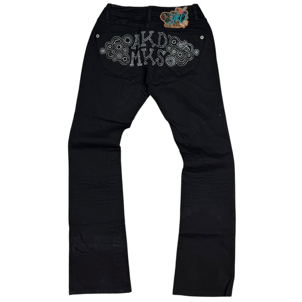(W) Vintage Akademiks Rhinestone Flared Jeans Black