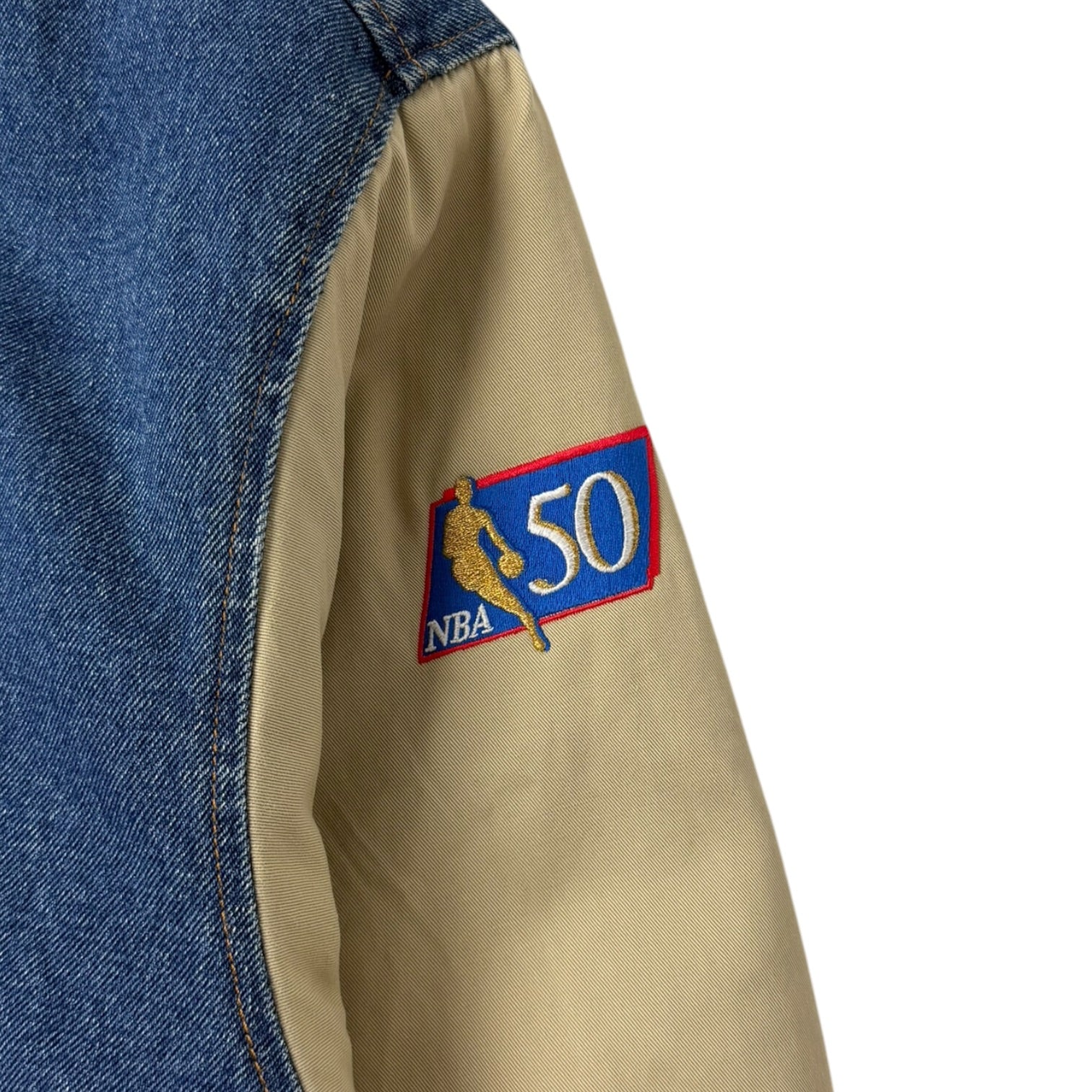 1997 Cleveland Cavaliers Denim Varsity Jacket Beige/Blue