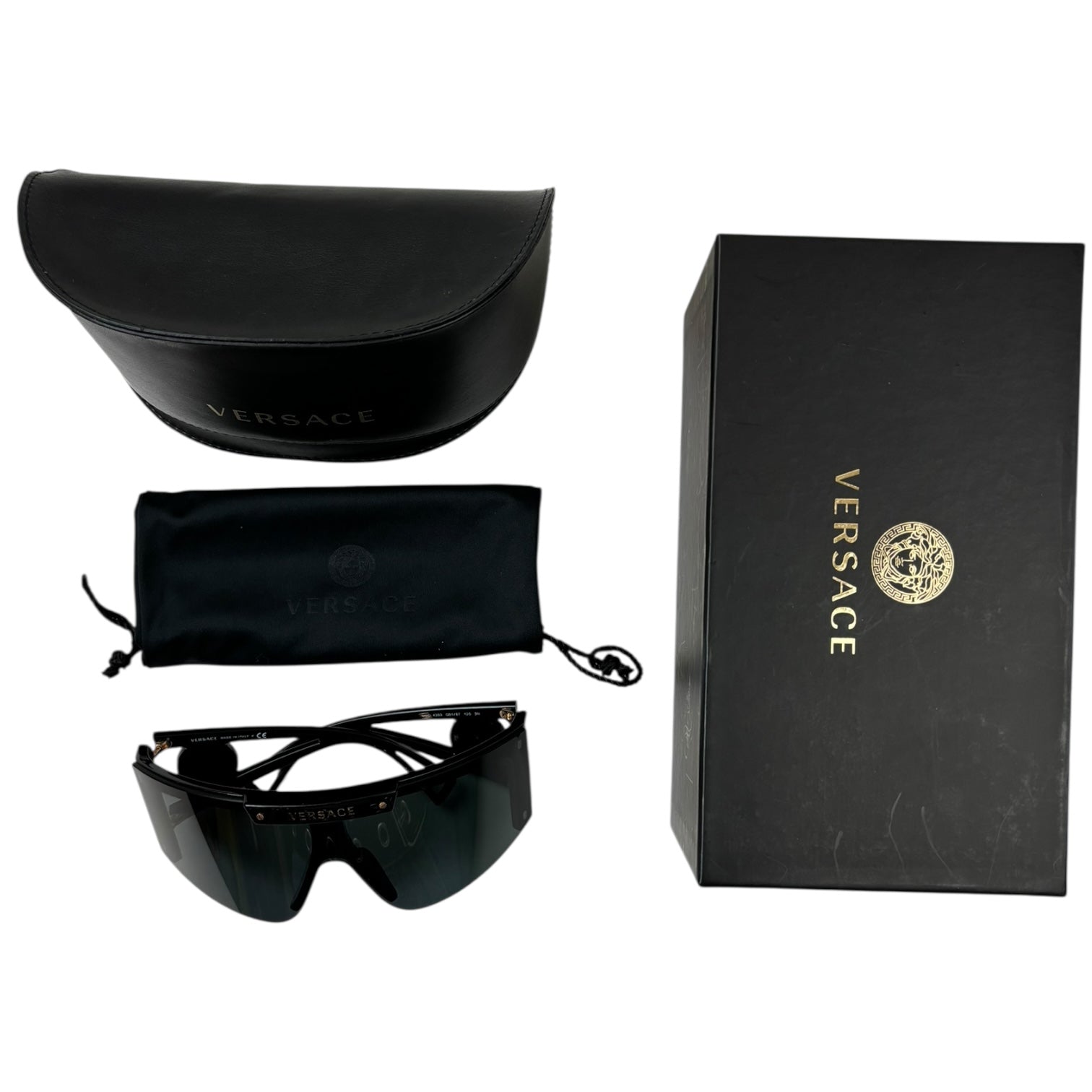 Versace Medusa Icon Shield Sunglasses Black/Gold