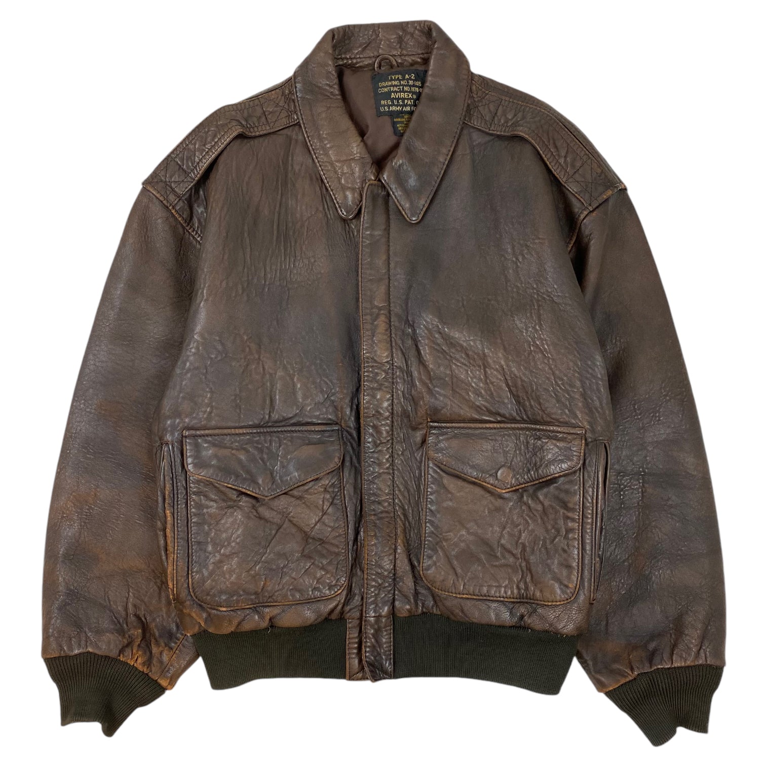 Vintage Avirex Type A-2 Leather Flight Jacket Brown