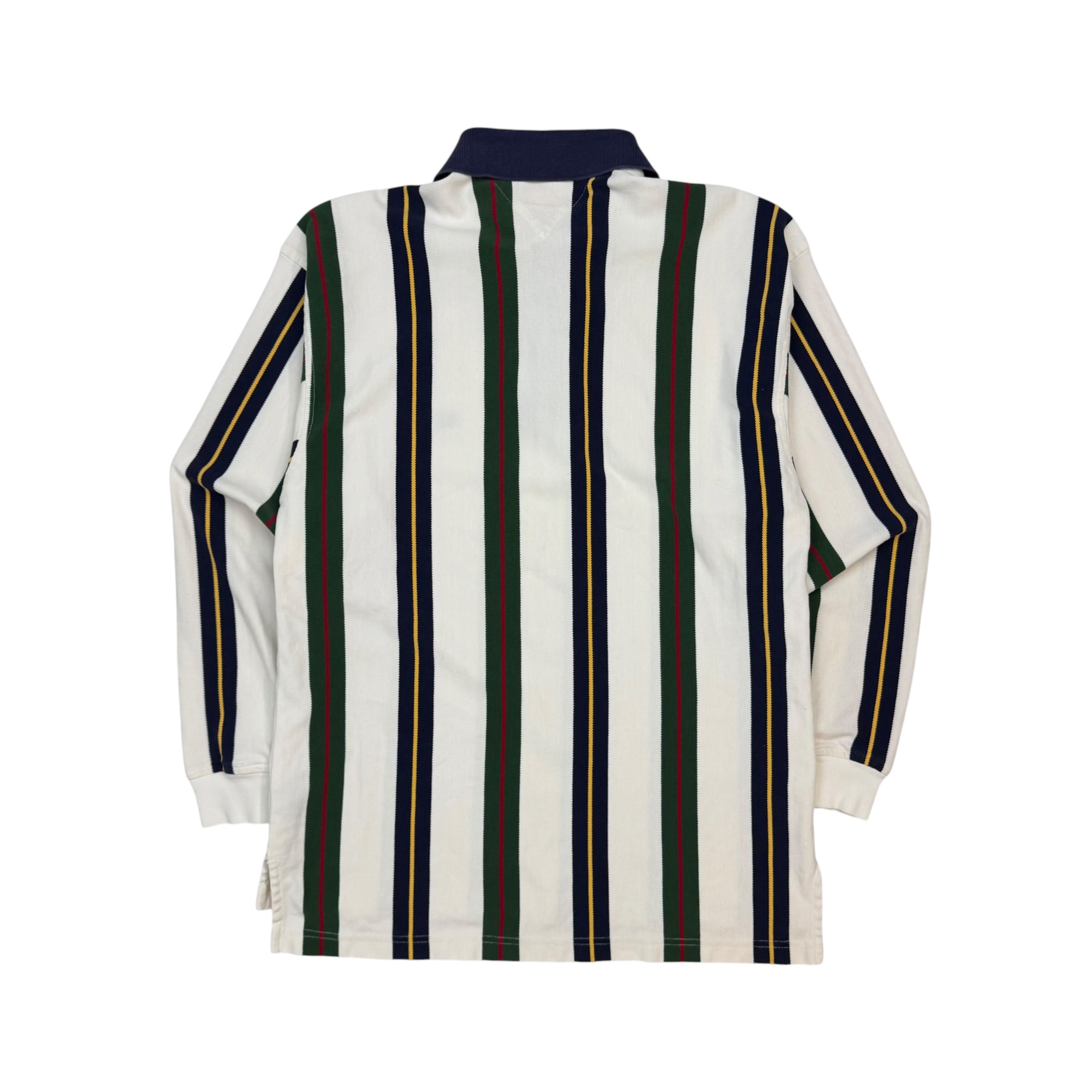 Vintage Tommy Hilfiger Striped Rugby Polo White