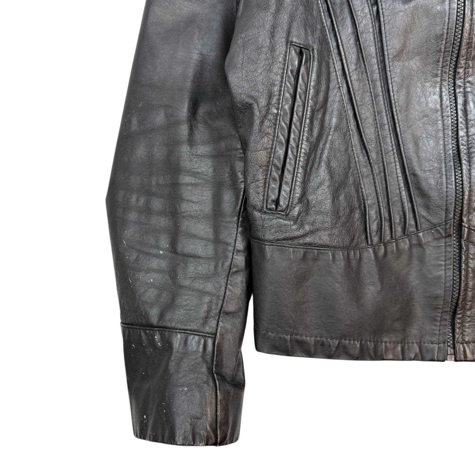 Vintage Leather Motorcycle Jacket Black