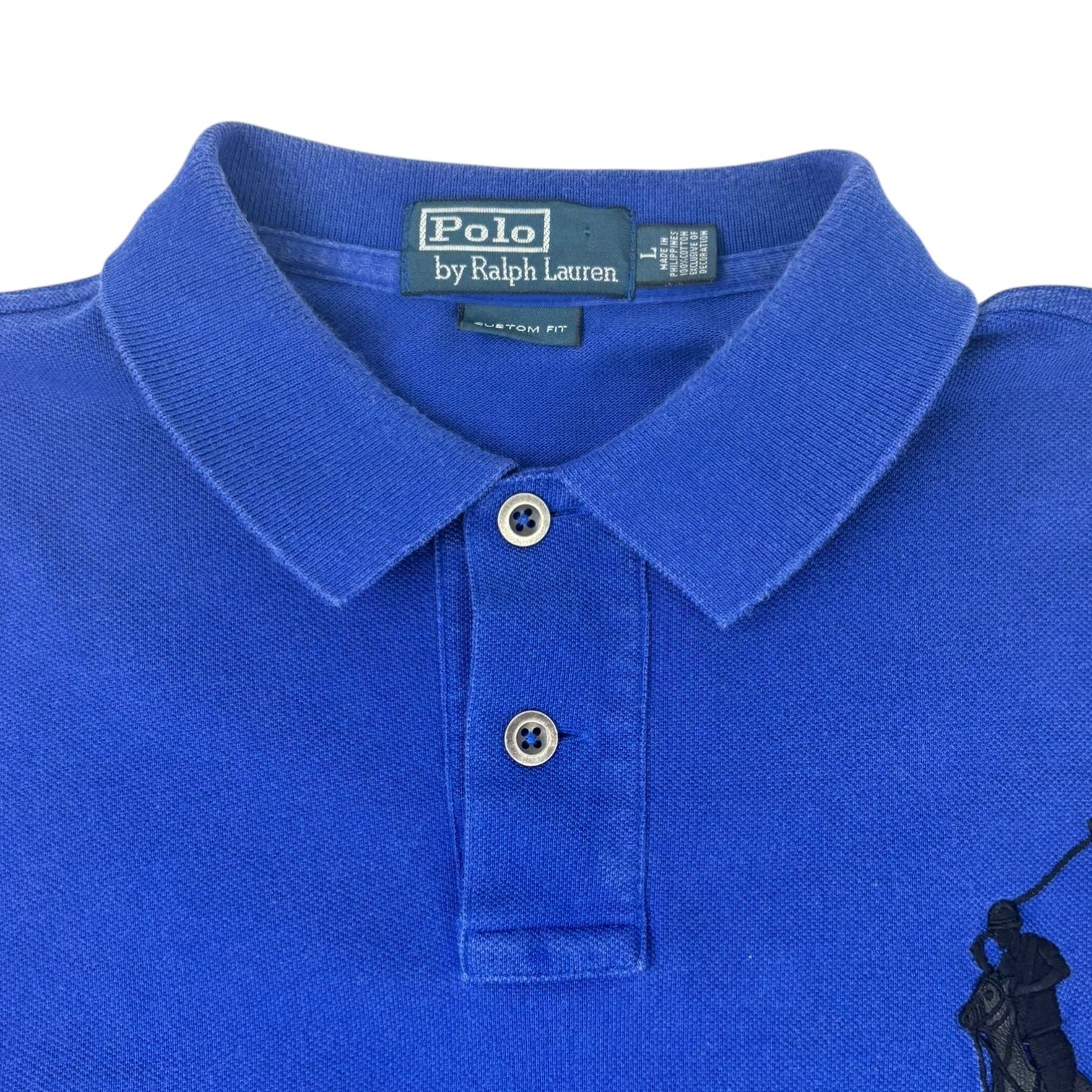 Vintage Polo Ralph Lauren Pique Big Pony Polo T-Shirt Blue