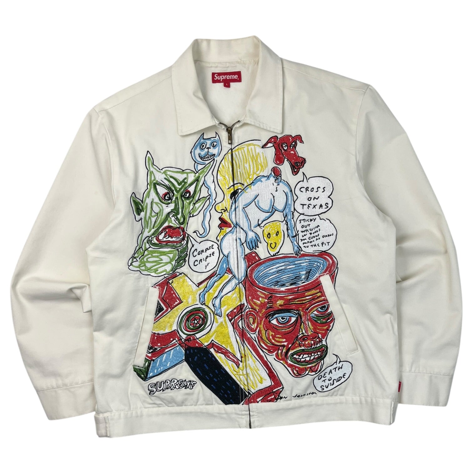 Supreme Daniel Johnston Embroidered Work Jacket White