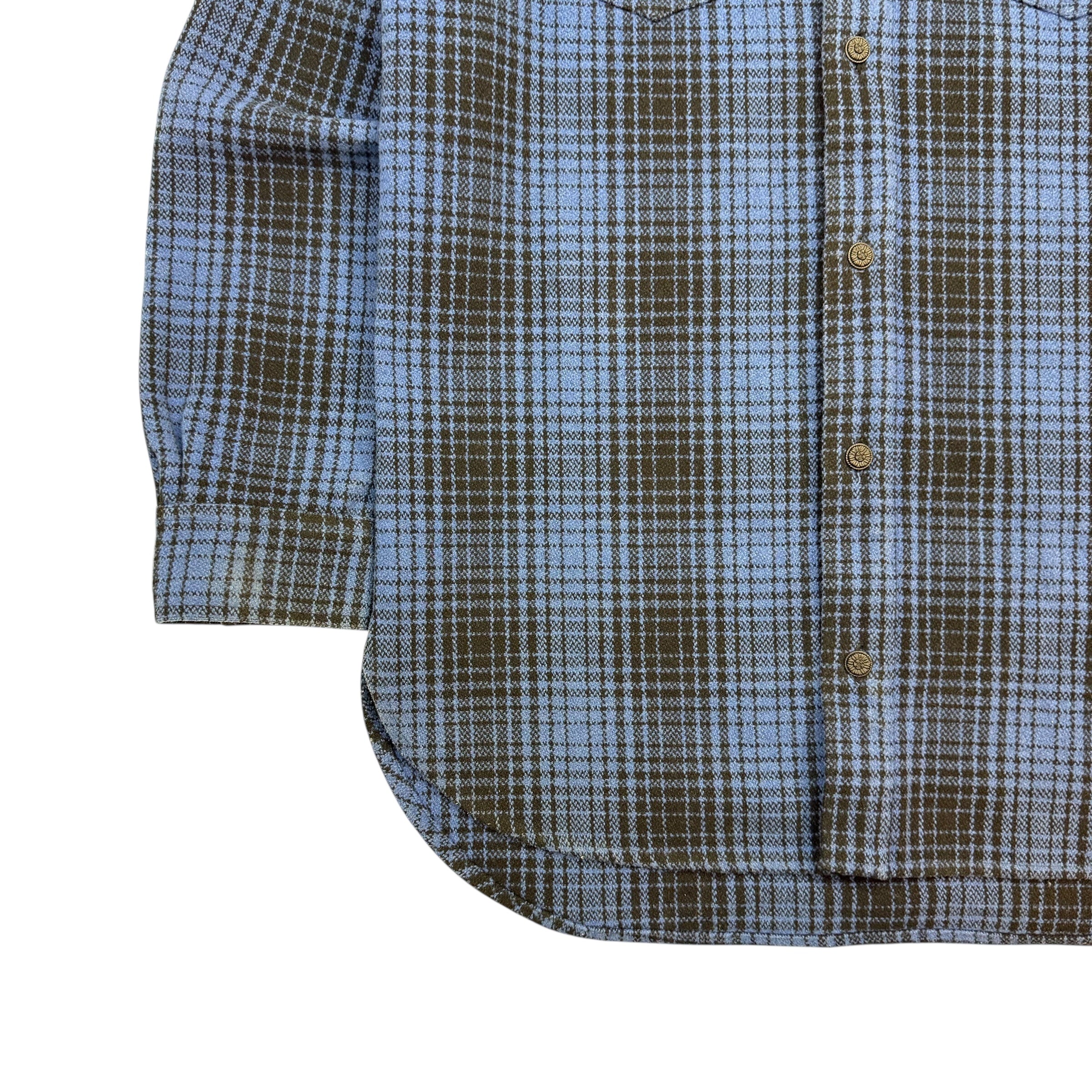 Off-White Tartan Wool Flannel Button Up Blue/Black